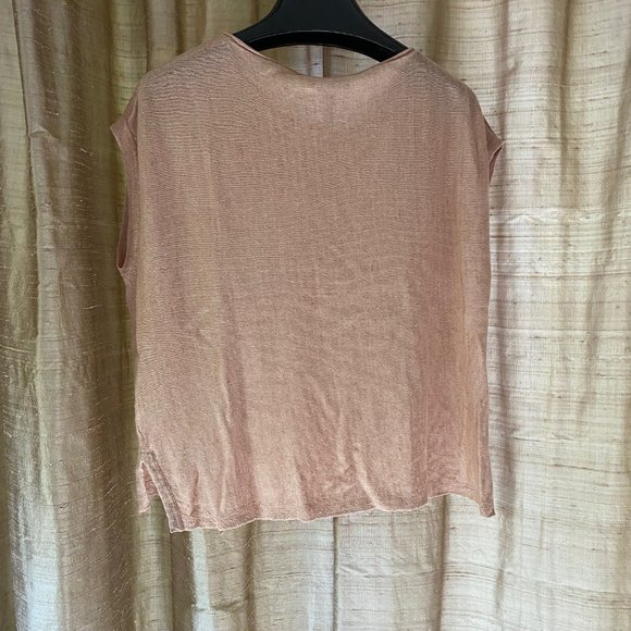 Eileen Fisher Dune Organic Linen Delave Bateau Neck Box-Top Sweater -Size XXS/XS - Picture 3 of 5